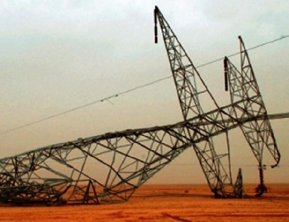 a downed power transmission tower